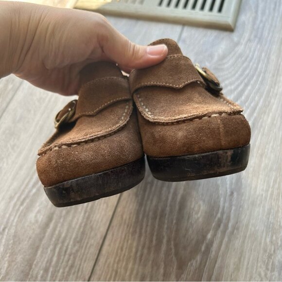 Matisse Suede Leather Wooden  Heel Western Mules Clogs - Picture 5 of 16